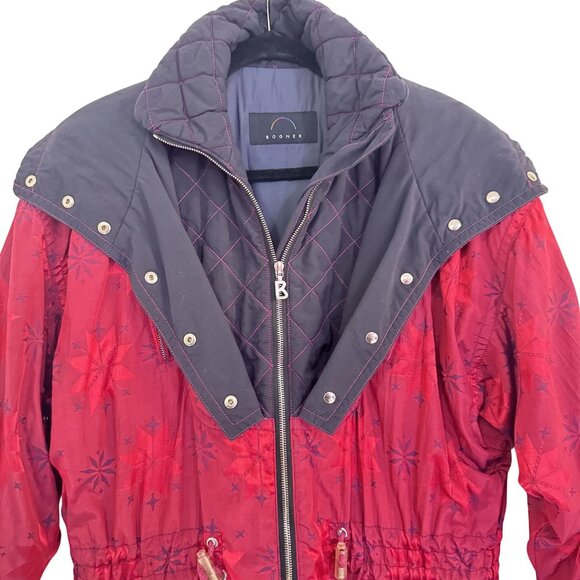 Bogner Womens Red & Black Collared Button & Zip Closure Hooded Ski Jacket Size 4 - Picture 3 of 10